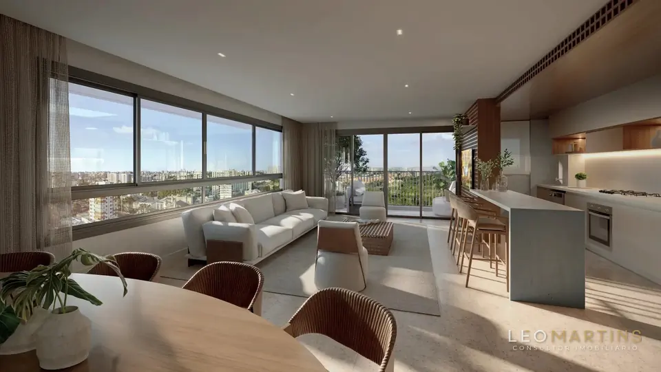 Living do apartamento de 125 m² — imagem ilustrativa